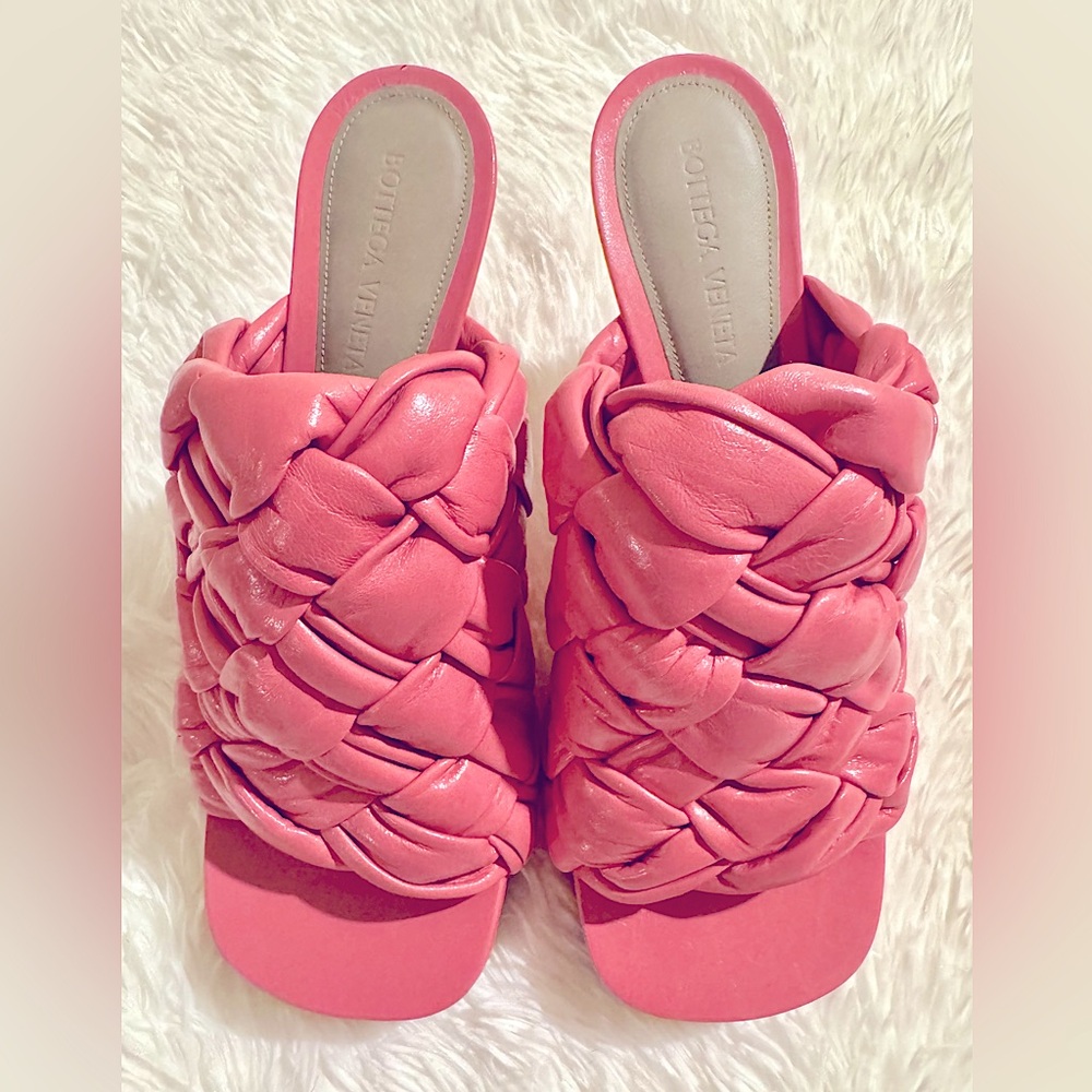 Bottega Veneta Pink Braided Platform Mule EUR 38.5/US 8.5
